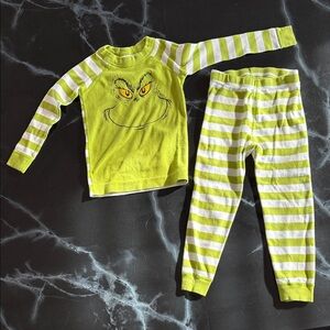 4T Hanna Andersson Grinch Pajama Set - Green and White Stripes